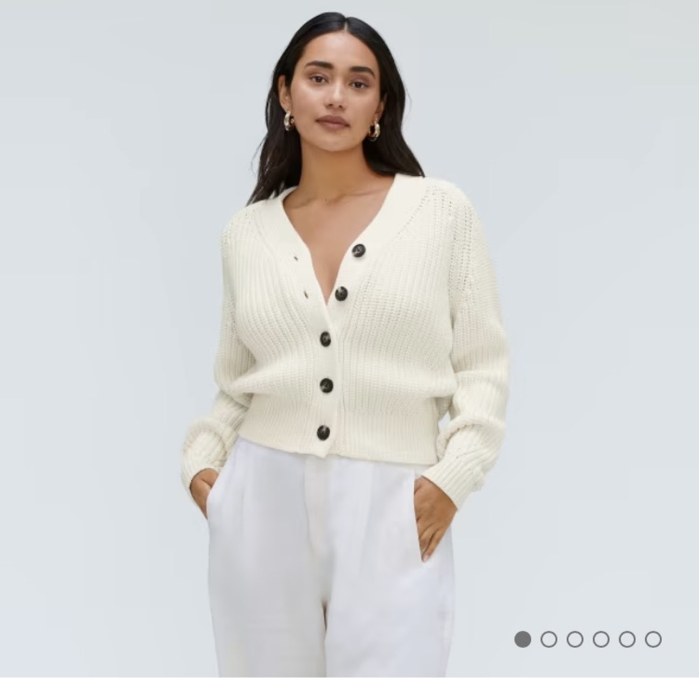 Everlane Texture Cotton Cardigan in Canvas